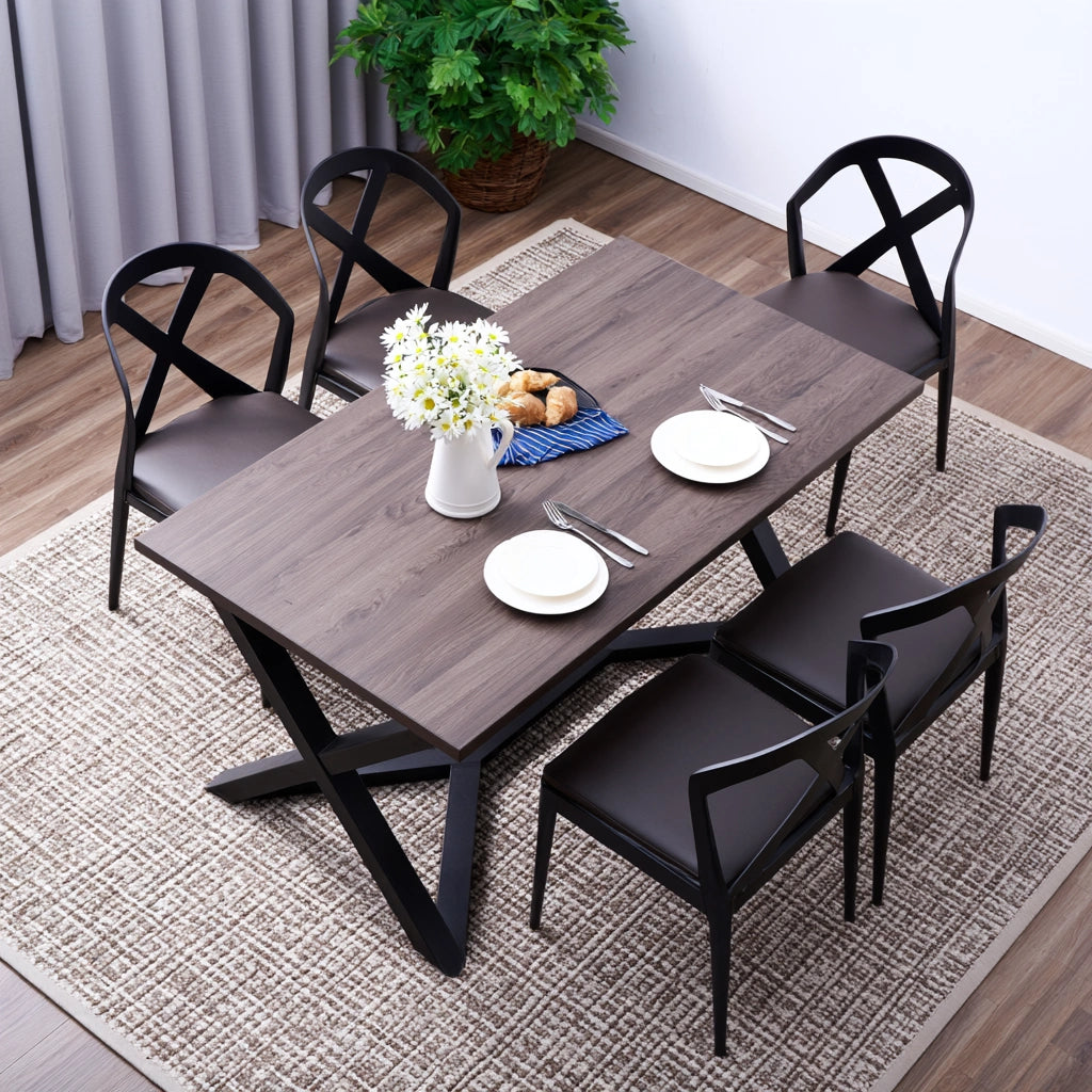 Eetkamerset met tafel en stoelen, kleur grijs
