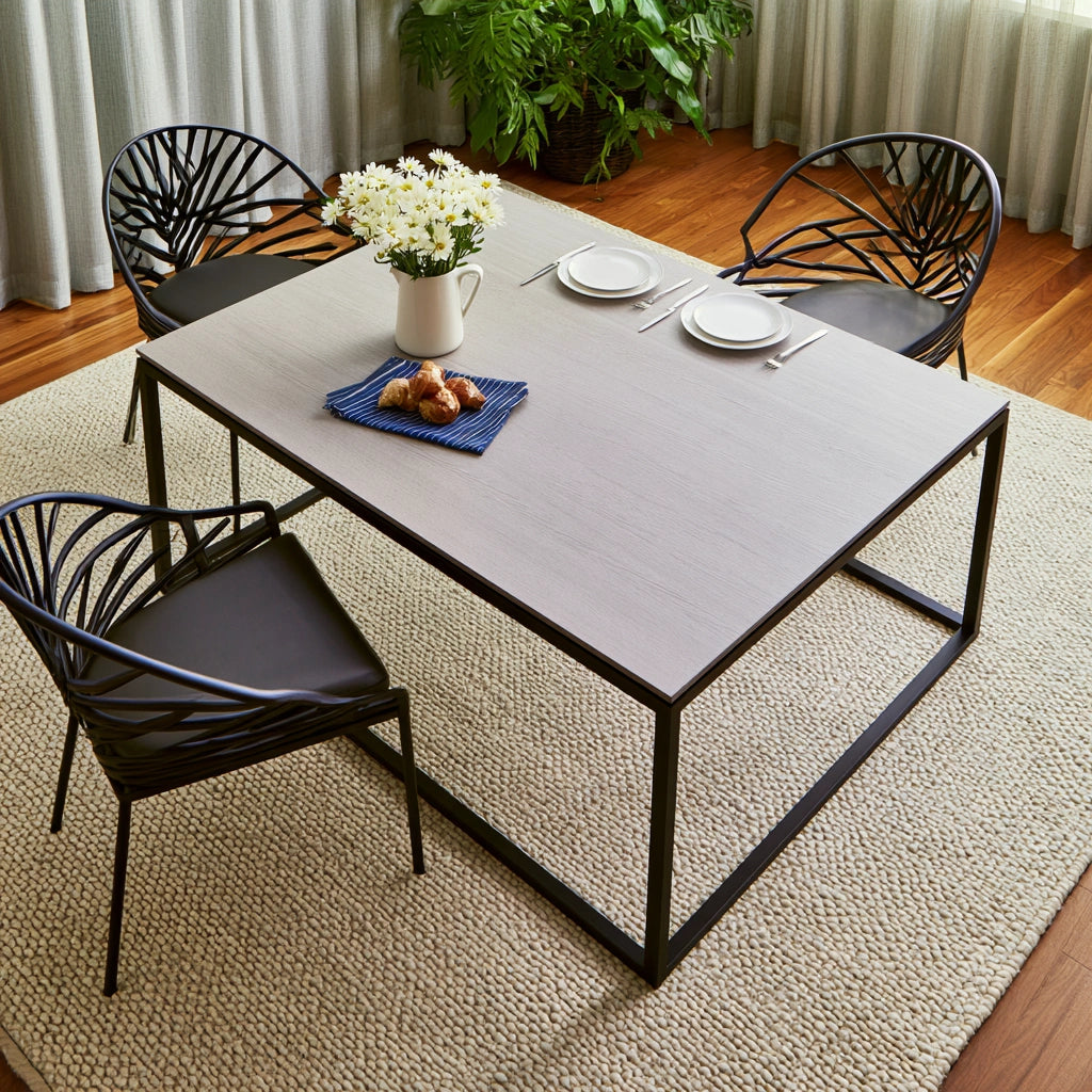Eetkamerset met tafel en stoelen, kleur grijs
