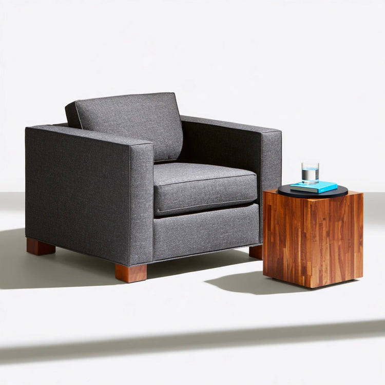 Accentfauteuil met stoffen bekleding, kleur zwart en lichtbruin