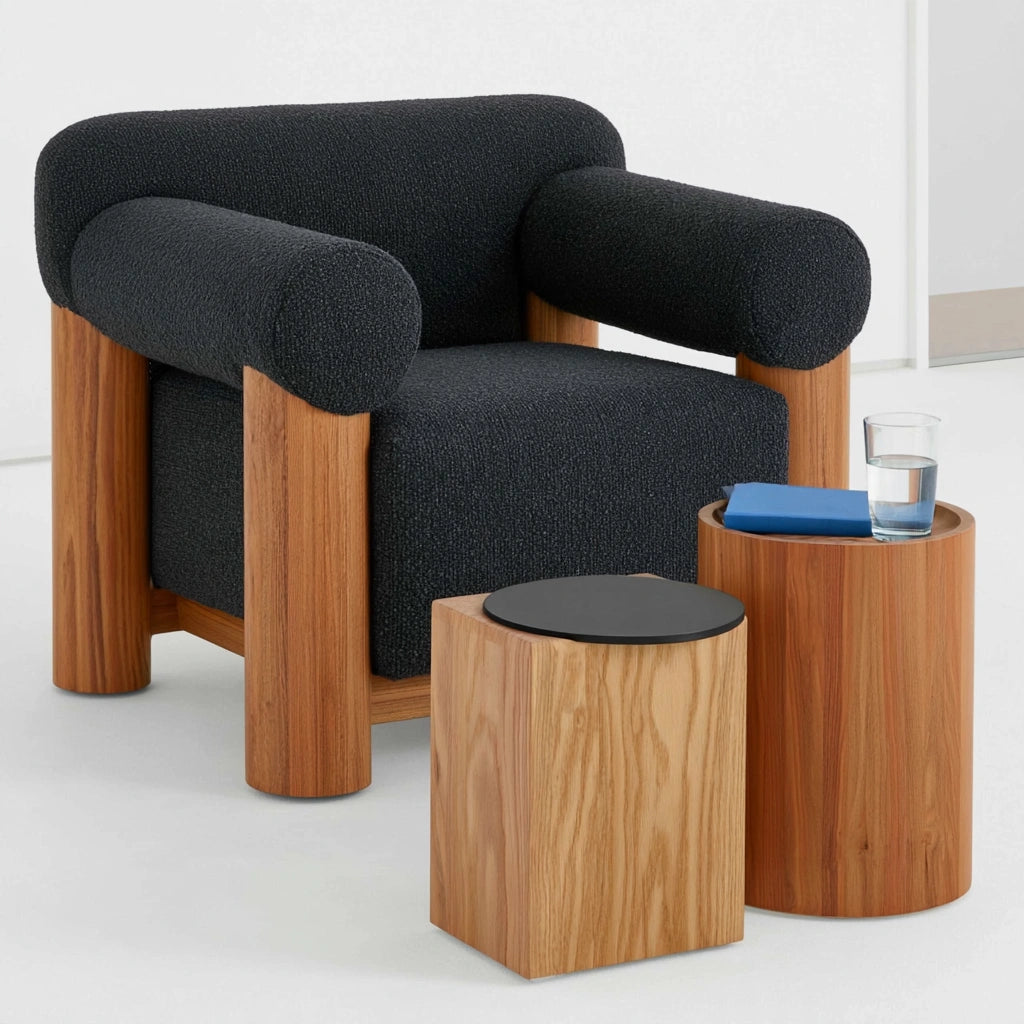 Accentfauteuil met stoffen bekleding, kleur zwart en lichtbruin